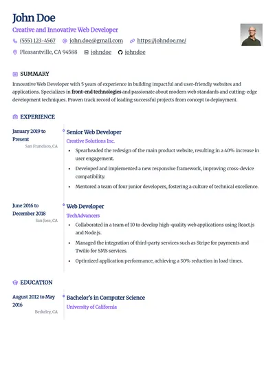 Template 1 preview